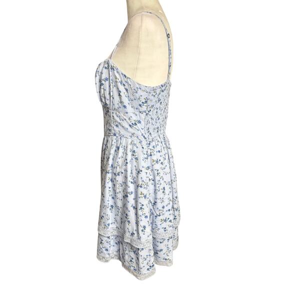 Hollister Baby Blue Floral Tiered Lace Mini Dress - M - Picture 4 of 14